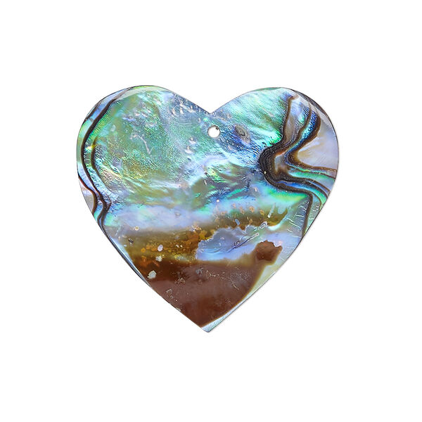 Drop, paua shell (natural), 27x26mm hand-cut single-sided heart, Mohs hardness 3-1/2. Sold individually. image number 0