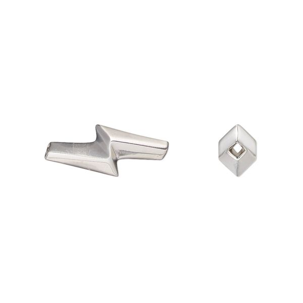 Bead, sterling silver, 17x7mm lightning bolt. Sold individually. image number 0
