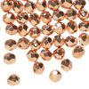 Bead, Czech fire-polished glass 1pkg60, opaque copper-plated clear, 6mm faceted round. image number 0