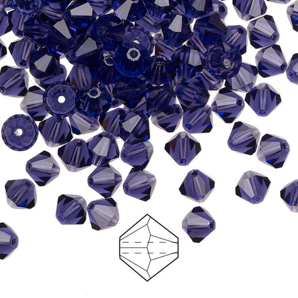 Bead 576pk deep tanzanite, Preciosa Czech crystal 5mm bicone image number 0
