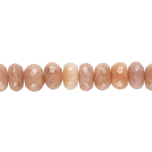 Bead 1pkg1 peach aventurine, 7x5mm-9x6mm hand-cut faceted rondelle B grade, 14 inch natural image number 0
