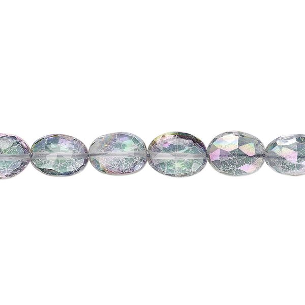 Mystic topaz 1pkg1, hand-cut faceted puffed oval bead 8 inch 8x6mm image number 0