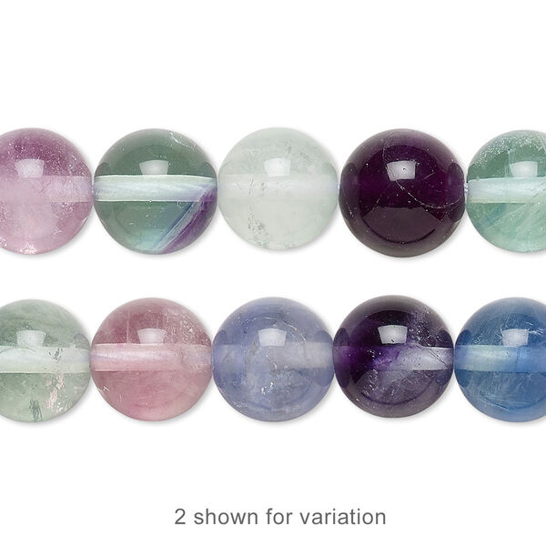 Bead, rainbow fluorite (natural), 10mm round, A grade, Mohs hardness 4. Sold per 15-1/2" to 16" strand. image number 0