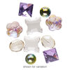 Component mix, glass, mixed colors, 18-30mm mixed shape. Sold per pkg of (5) 2-piece sets. image number 1