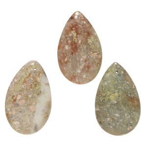 Autumn jasper 1pkg3, puffed teardrop focal natural, 30x18mm-30x19mm