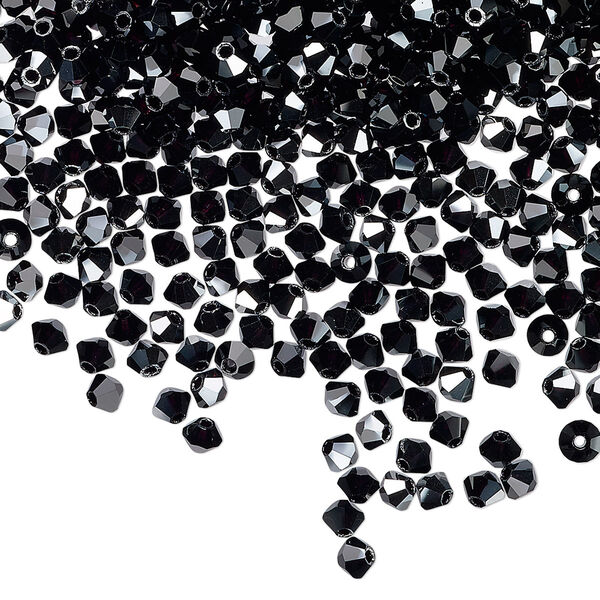 Bead 1440pk jet hematite, Preciosa Czech crystal 3mm bicone image number 0