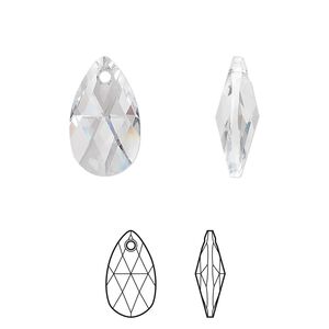 Drop 2pk crystal, Crystal Passions® 16x9mm pendant pear 6106