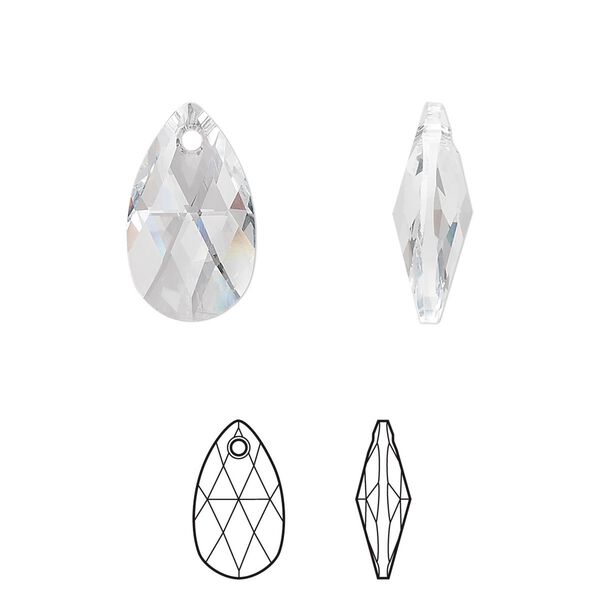 Drop 2pk crystal, Crystal Passions® 16x9mm pendant pear 6106 image number 0