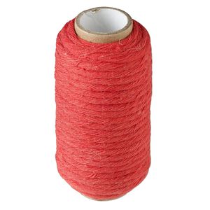 Cord, cotton, red, 3mm round. Sold per 10-yard spool.