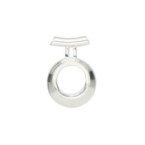 Pendant, Almost Instant Jewelry®, sterling silver, 22x15mm round with open back and SS47 rivoli setting with tube bail. Sold individually.