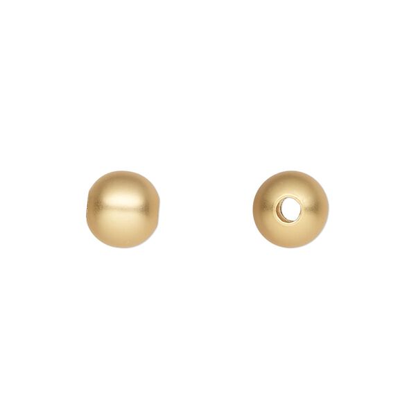 Bead, gold-plated brass with satin finish, 8mm round. Sold per pkg of 10. image number 0