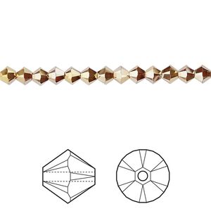Bead 1440pk crystal metallic sunshine 2X, Swarovski® 4mm XILION bicone 5328