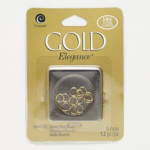 Split ring, lacquer and gold-plated copper, 6mm round. Sold per pkg of 12.