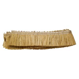 Fringe, raffia wood and nylon, natural, 29mm wide. Sold per 1-yard section.