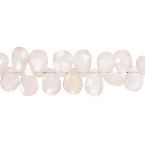 Pink chalcedony 1pkg1, hand-cut top-drilled faceted puffed teardrop bead 8 inch 8x6mm-12x8mm