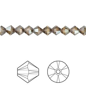 Bead 24pk crystal bronze shade, Crystal Passions® 5mm bicone 5328