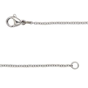 Chain, stainless steel, 1.5mm cable, 18 inches with lobster claw clasp. Sold individually.
