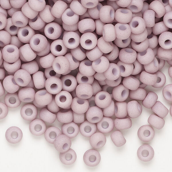 Seed bead, Miyuki, 1pkg25g, glass, #6 rocaille, opaque matte glazed luster light mauve (RR-2025) image number 0