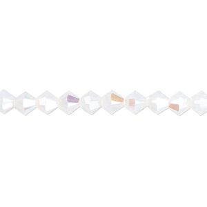 Bead 24pk white opal shimmer, Crystal Passions® 5mm bicone 5328
