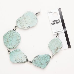 Magnesite / CCB 1pkg5, faceted round / freeform bead 5mm / 25x20mm-40x32mm