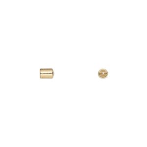 Cord cap, glue-in, gold-finished brass, 4x3mm, 2.1mm inside diameter. Sold per pkg of 6.