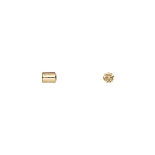 Cord cap, glue-in, gold-finished brass, 4x3mm, 2.1mm inside diameter. Sold per pkg of 6. image number 0
