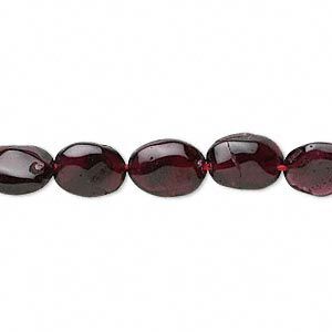 Garnet 1pkg1, hand-cut puffed oval bead 15.5-16 inch 8x6mm-11x8mm
