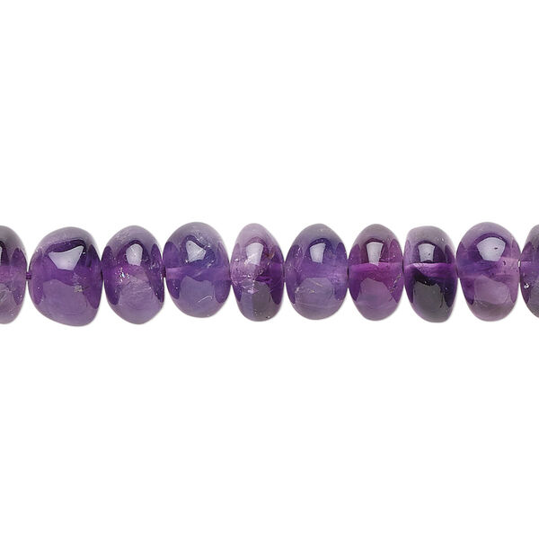 Bead, amethyst (natural), medium to dark, 7x5mm-10x8mm hand-cut rondelle, C grade, Mohs hardness 7. Sold per 15-1/2" to 16" strand. image number 0