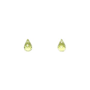 Peridot 1pkg2, hand-cut top-drilled faceted briolette bead natural 6x4mm