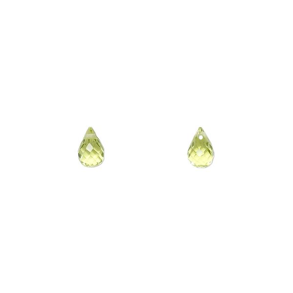 Peridot 1pkg2, hand-cut top-drilled faceted briolette bead natural 6x4mm image number 0