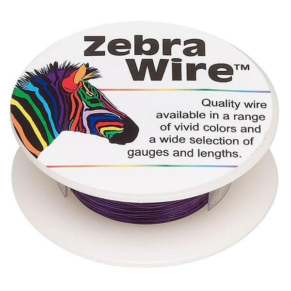 Wire, Zebra Wire™, color-coated copper, purple, round, 28 gauge. Sold per 40-yard spool. image number 0