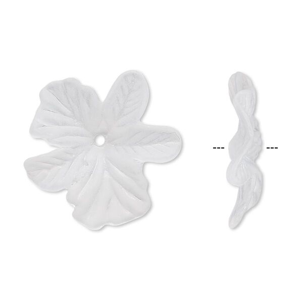 Component, acrylic, frosted clear, 23x5mm flower. Sold per pkg of 100. image number 0