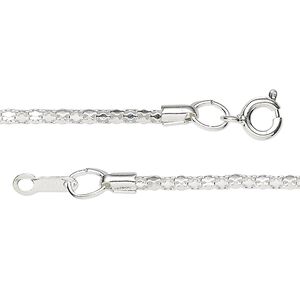 Chain 1pkg10 silver-plated diamond, 1.9mm rounded / springring clasp, steel 18 inch