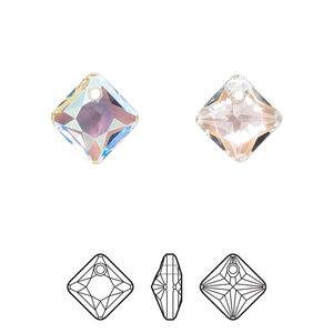Drop 48pk crystal shimmer, Swarovski® 11.5mm pendant princess cut 6431
