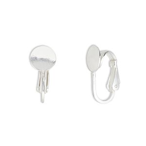 Earring earclip 1pkg2 sterling silver-filled, 18mm / 8mm round pad setting, 1 pair