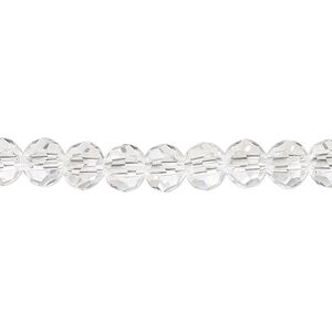 Bead 1pk 32 facets transparent clear, Celestial Crystal® 6mm round 15.5-16 inch