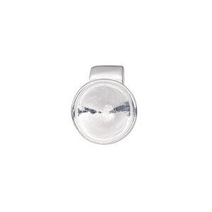 Pendant, Almost Instant Jewelry™, sterling silver, 13.5mm round with 12mm glue-in rivoli setting and tube bail. Sold individually.