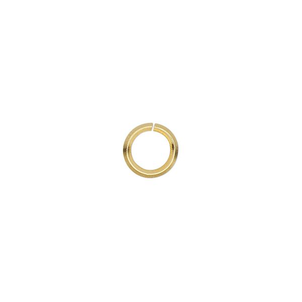 Jump ring, gold-plated brass, 8mm round diamond wire, 5.5mm inside diameter, 16 gauge. Sold per pkg of 50. image number 0