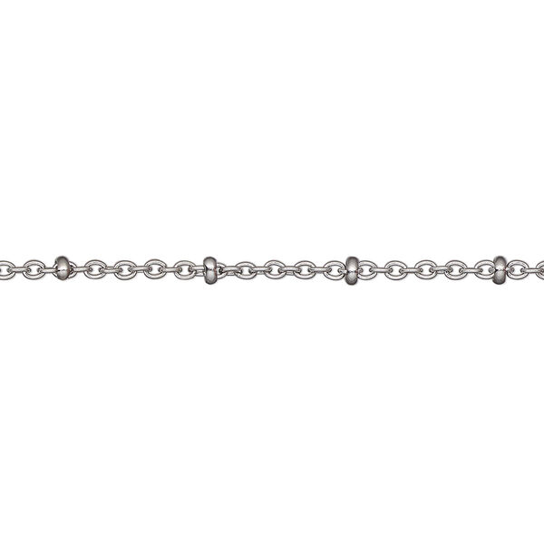 Chain, stainless steel, 1.4mm cable with 2.2x1mm rondelle. Sold per 50-foot spool. image number 0
