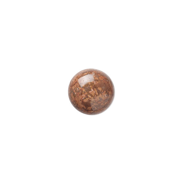 Cabochon, chrysanthemum stone (natural), 12mm calibrated round, B grade, Mohs hardness 3 to 4. Sold per pkg of 2. image number 0