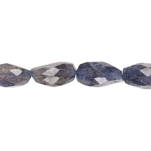 Iolite 1pkg1, hand-cut faceted flat nugget bead 14 inch small