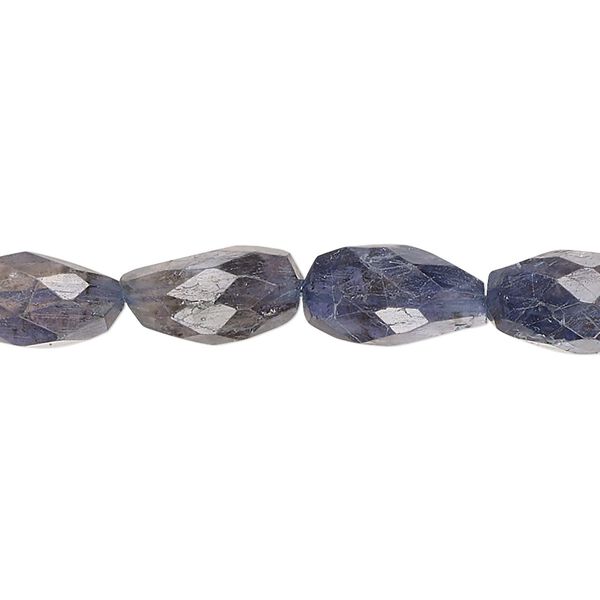 Iolite 1pkg1, hand-cut faceted flat nugget bead 14 inch small image number 0