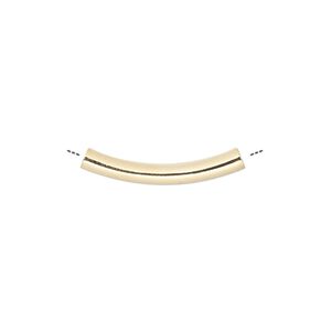Bead, gold-plated brass, 22x3mm curved tube. Sold per pkg of 100.