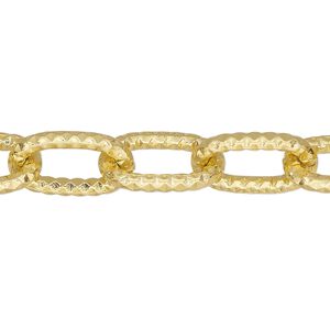Chain, anodized aluminum, gold, 10.3mm textured cable. Sold per pkg of 25 feet.