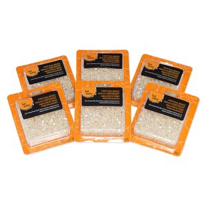 Bead, acrylic, pale yellow AB, 6mm faceted bicone. Sold per pkg of 4,200.