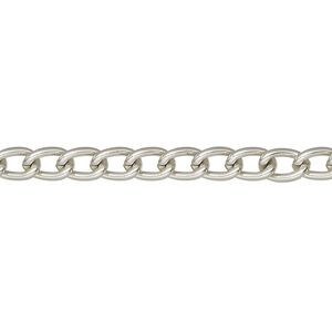 Chain, silver-finished aluminum, 4.5mm curb. Sold per pkg of 36 inches.