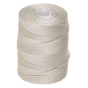 Thread, C-Lon®, nylon, beige, 0.5mm diameter. Sold per 92-yard spool.