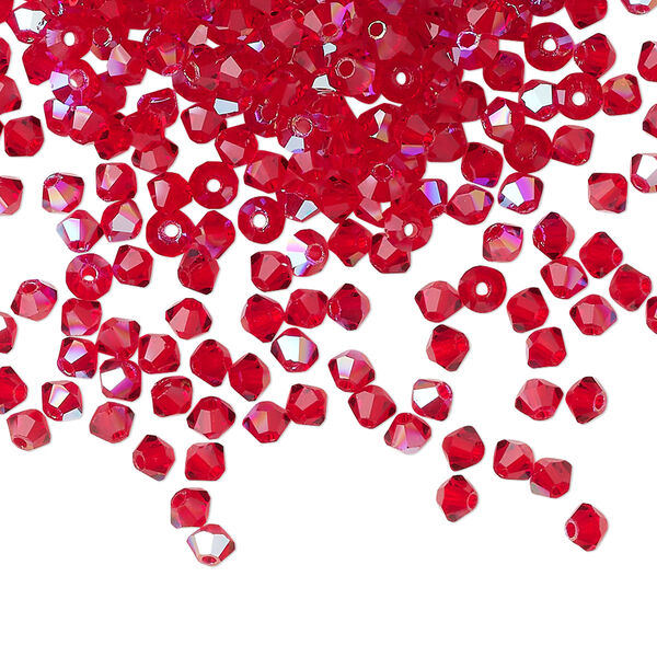 Bead 48pk light Siam glitter, Preciosa Czech crystal 3mm bicone image number 0