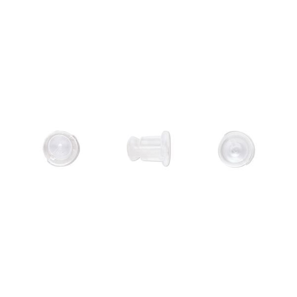 Earnut 1pkg100, 6x5mm barrel, "rubber" clear 50 pair image number 0