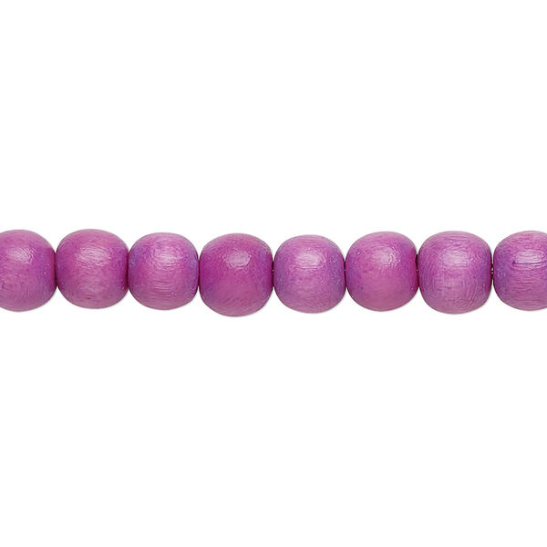 Bead, Taiwanese cheesewood (dyed / waxed), lavender, 5-6mm round. Sold per pkg of (2) 15-1/2" to 16" strands. image number 0